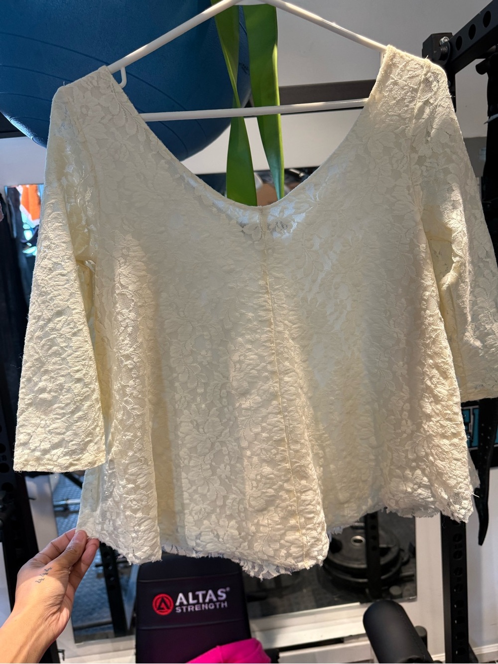 American Eagle Outfitters Cream Lace V-Neck Blouse